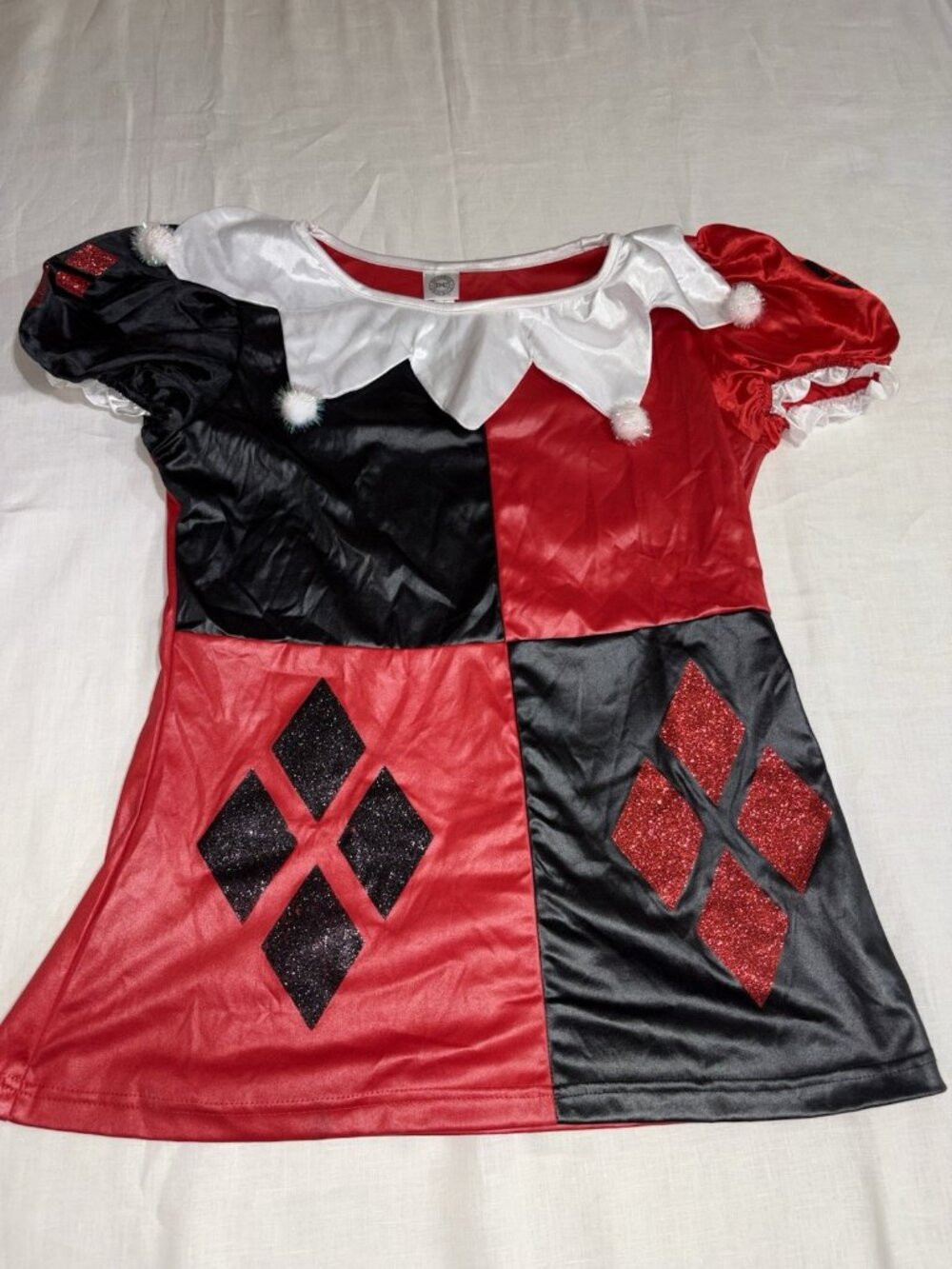 DC Originals Harley Quinn Costume Top Blouse Women XL Red Black  Glitter